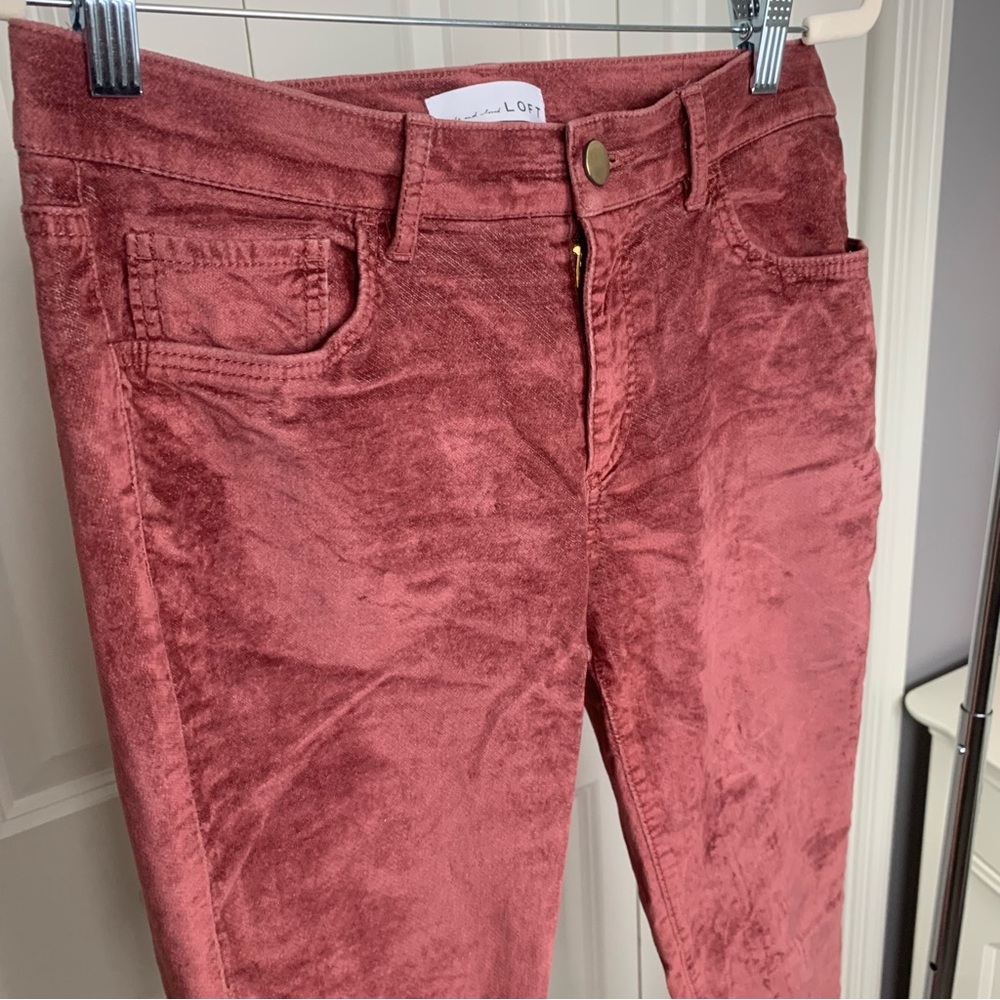 LOFT Dusty Pink Crushed Velvet Skinny Pants